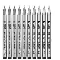 Pandafly Micropen 10 Canetas Precisão Preta Ponta Micro Fina