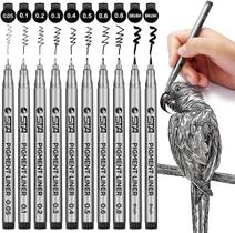 Pandafly MicroPen 10 Canetas Precisão Preta Ponta Micro Fina Pandafly MicroPen 10 Canetas Precisão Preta Ponta Micro Fina