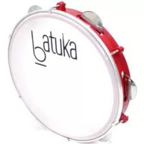 Pandeiro 10 abs vermelho aro plat inox pele leitosa 06 afin sples batuka