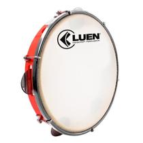 Pandeiro 10 abs vermelho aro plat inox pele leitosa 06 afin sples