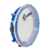 Pandeiro 10 Azul Pele Cristal ABS Profissional Leve Som Brilhante Platinelas Inox