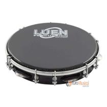 Pandeiro 10'' for preto plat inox tarr dpla pele preta - LUEN