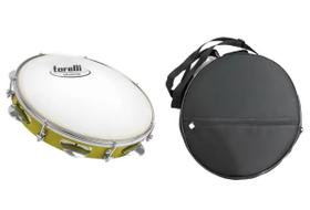 Pandeiro 10'' injetado amarelo pele leitosa torelli + capa