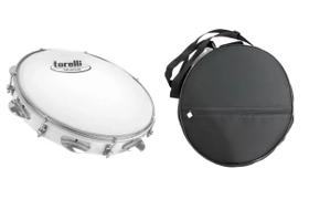 Pandeiro 10'' injetado branco pele leitosa torelli + capa