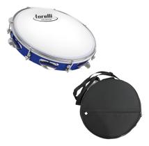 Pandeiro 10'' Injetado Em Abs Azul Torelli Tp309 Com Bag