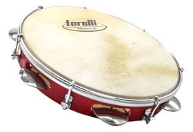 Pandeiro 10'' Injetado Em Abs Vermelho Pele Animal Torelli