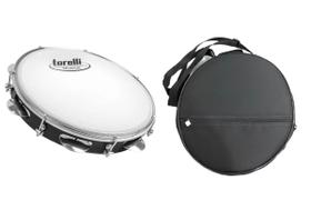 Pandeiro 10'' injetado preto pele leitosa torelli + capa
