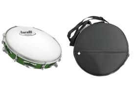 Pandeiro 10'' injetado verde pele leitosa torelli + capa