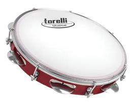 Pandeiro 10'' injetado vermelho pele leitosa torelli