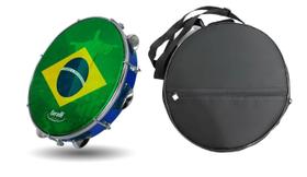 Pandeiro 10 Pele Brasil Corcovado Azul Torelli Com Capa Pandeiro 10 Pele Brasil Corcovado Azul Torelli Com Capa