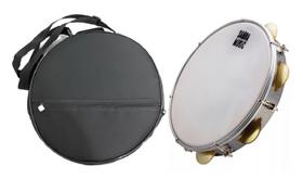 Pandeiro 10'' PHX Madeira P. Leitosa c/ 7 afin + Capa Luxo