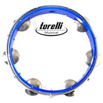 Pandeiro 10 polegadas Injetado - Pele Náilon Transparente -- TORELLI / TP348 AZUL .