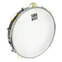 Pandeiro 10 Polegadas Madeira c/ Platinelas Douradas Samba Music by PHX Cód. PD10LE BK (KSM-01 BK)