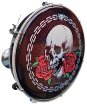 Pandeiro 10 Polegadas Pele Leitosa Vip Caveira Corrente Pandeiro 10 Polegadas Pele Leitosa Vip Caveira Corrente