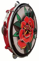 Pandeiro 10 Polegadas Pele Leitosa Vip Tattoo Flor Coração