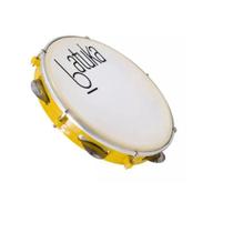 Pandeiro Amarelo Luen 10 Pele Leitosa Batuka Abs Platinelas Inox