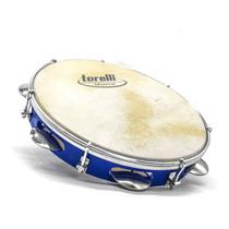 Pandeiro azul injetado em abs com pele animal torelli tp300