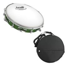 Pandeiro De 10'' Injetado Em Abs Verde Torelli Tp309 Com Bag