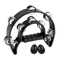Pandeiro EastRock Double Row com 20 jingles para adultos, preto