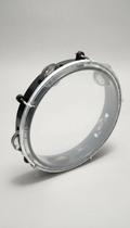 Pandeiro Infantil 8" Pele Cristal Platinelas Inox Preto