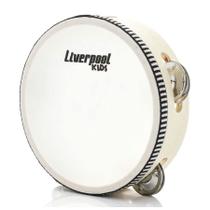 Pandeiro infantil liverpool em madeira 8'' c/ pele animal 11703 Pandeiro infantil liverpool em madeira 8'' c/ pele animal 11703