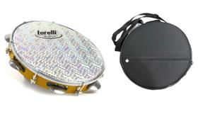 Pandeiro Injetado 10 Pele Holográfica Tp 308 Amarelo C/Capa