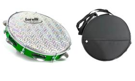 Pandeiro Injetado 10 Pele Holográfica Tp 308 Verde C/Capa - Torelli