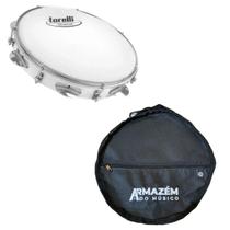 Pandeiro Injetado 10'' Torelli Branco Pele Leitosa + Capa Simples