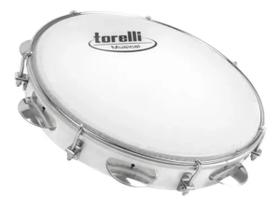 Pandeiro Injetado 10'' Torelli Branco Pele Leitosa