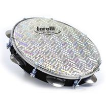 Pandeiro Injetado 12" Pele Holográfica Torelli TP 308 Preto