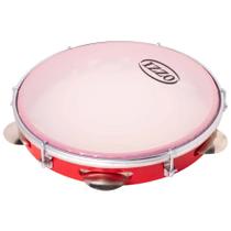 Pandeiro izzo 10 pol abs vermelho com pele leitosa