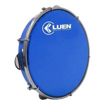 Pandeiro luen 10 abs azul 6 afin plat inox ferr crom pele holografica azul
