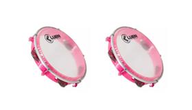 Pandeiro Luen 8 Junior Aro Abs Rosa Pele Cristal - 2 Peças