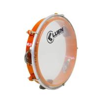Pandeiro Luen 8 Junior Pele Cristal Abs Platinelas De Inox Cor Laranja