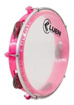 Pandeiro Luen 8'' Junior Pele Cristal Abs Platinelas De Inox Cor Rosa