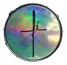 Pandeiro luen10 abs preto plat inox pele holografica fe