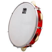 Pandeiro phx 10" madeira samba music vermelho pele leitosa