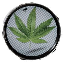 Pandeiro Profissional 10" Pele Leitosa Vip Cannabis Folha