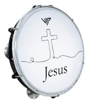 Pandeiro Profissional 10 Pol Pele Leitosa Vip Jesus