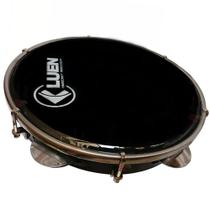 Pandeiro Profissional Luen Pele Leitosa Preta 12 Polegadas Abs Inox