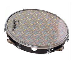 Pandeiro spanking vanguarda 10 abs preto pele holografica prata