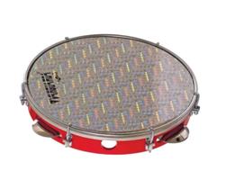 Pandeiro spanking vanguarda 10 abs vermelho pele holografica prata