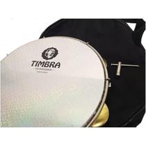 Pandeiro timbra 10 profissional formica freijo c/aro dourado pele prismatica c/capa Pandeiro timbra 10 profissional formica freijo c/aro dourado pele prismatica c/capa