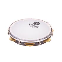 Pandeiro timbra profissional 10" pele leitosa capa e chave