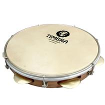 Pandeiro timbra profissional 10 pol freijo pele animal c/ 6 pares de platinelas e 7 afinacoes