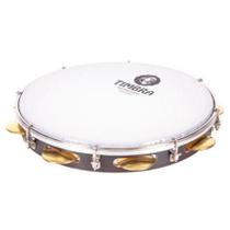 Pandeiro timbra profissional 11 pol formica chocolate prat 2 c/aro niquelado pele leitosa c/capa