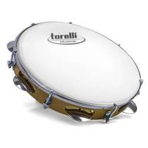 Pandeiro torelli 10" injetado pele leitosa natural