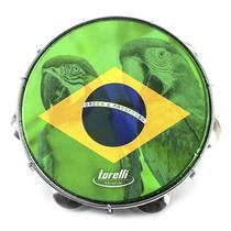 Pandeiro Torelli Brasil Arara 10" Amarelo Pele Nylon