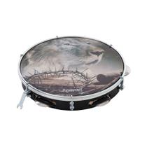 Pandeiro Vanguarda 10" ABS Pele Leitosa Personalizado Leão (Preto) - 116904