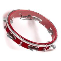 Pandeiro Vermelho Torelli Com Pele Transparente Tp348Pr